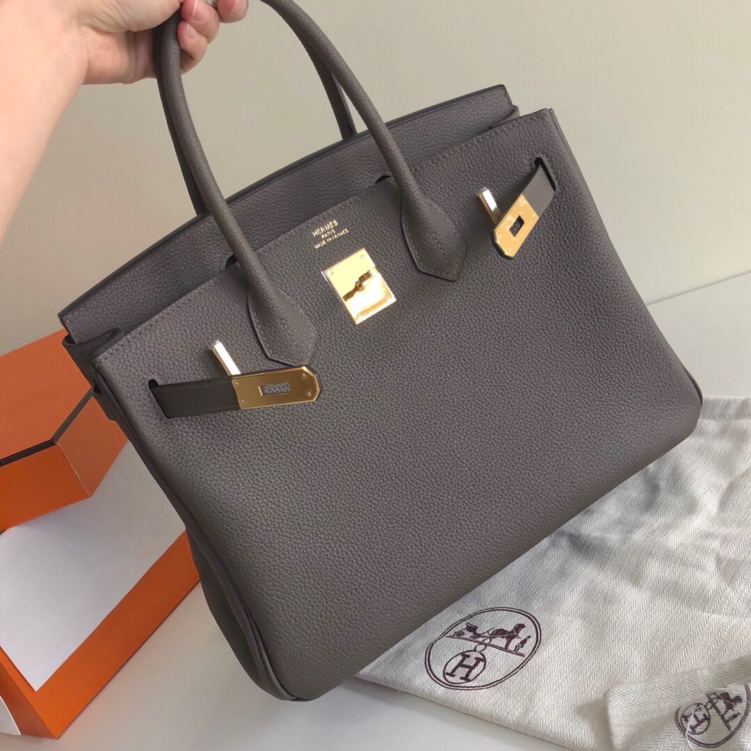 Hermes Birkin 35CM Togo Leather Handbag Dark Grey